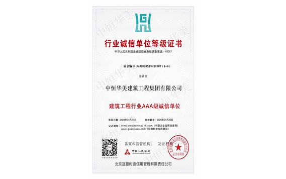 行業誠信單位證書